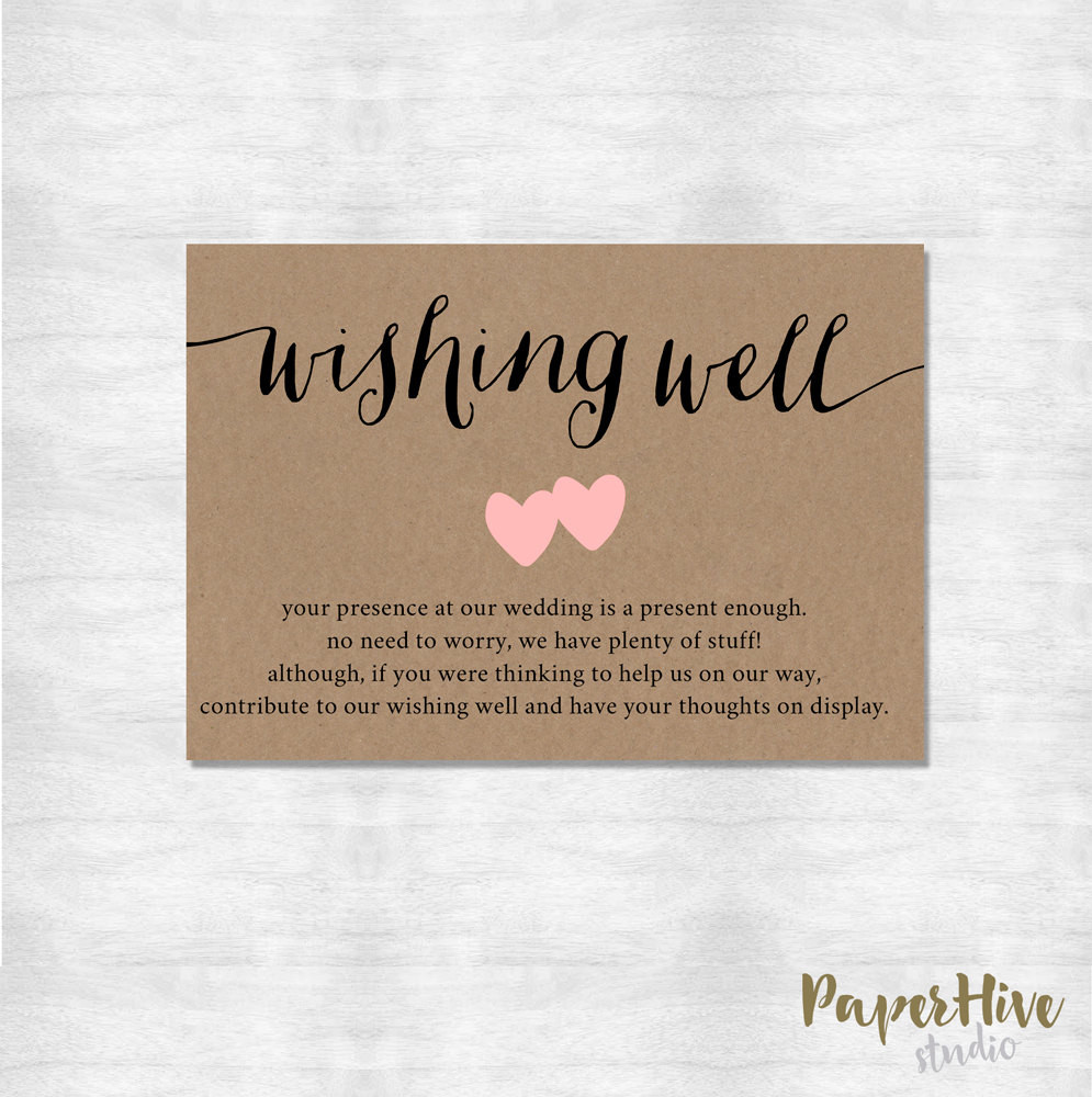 How To Say No Gifts For Birthday Party
 wishing well card rustic wishing well card printable
