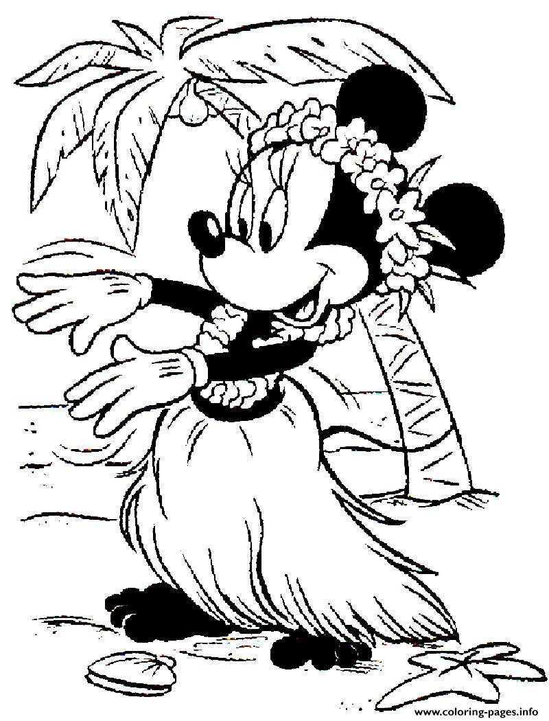 Hula Girl Coloring Sheet
 Minnie As Hula Girl Disney 19c7 Coloring Pages Printable