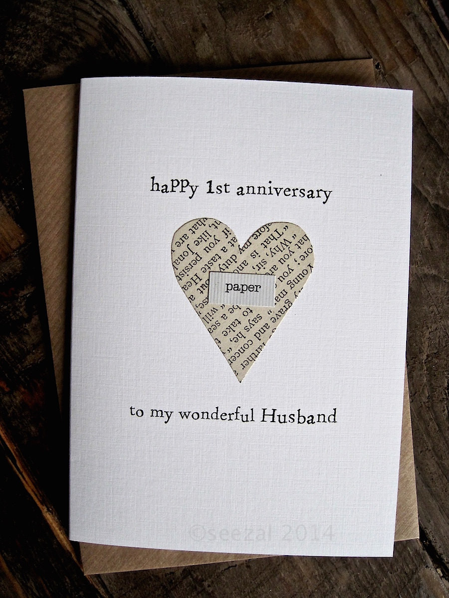 Husband Anniversary Gift Ideas
 1st Anniversary Card PAPER Husband Wife First anniversary