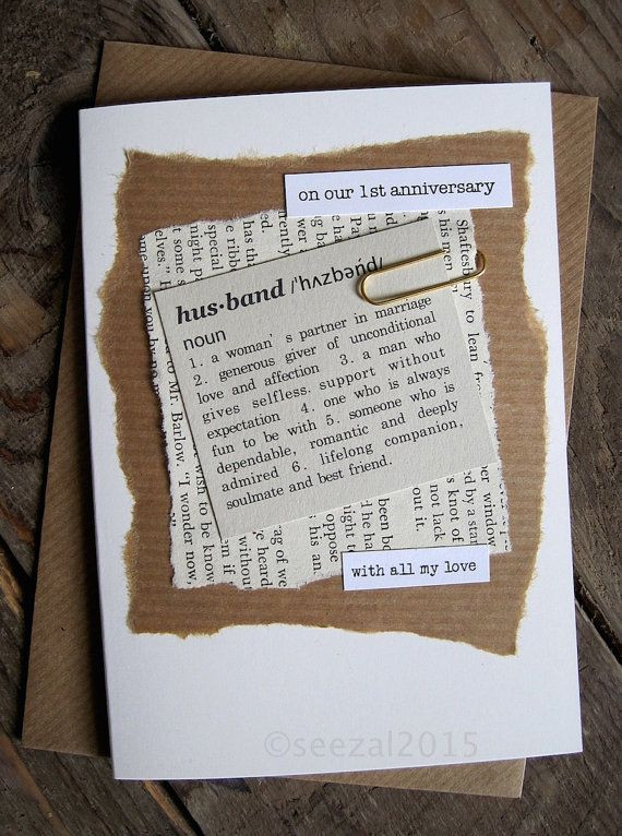 Husband Anniversary Gift Ideas
 1st Anniversary Wedding Day Card Husband Wife Paper