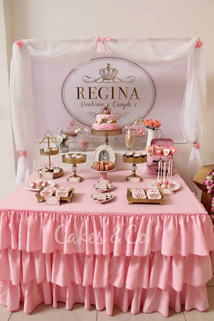 Ideas For 1St Birthday Party
 Kara s Party Ideas Pink & Gold Princess First Birthday Party