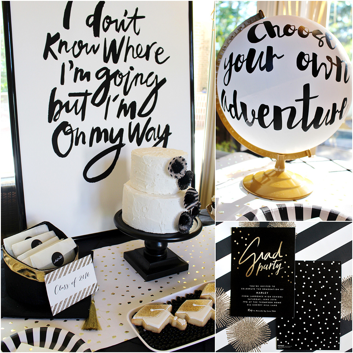 Ideas For High School Graduation Party
 Stylish Black White Gold Graduation Party