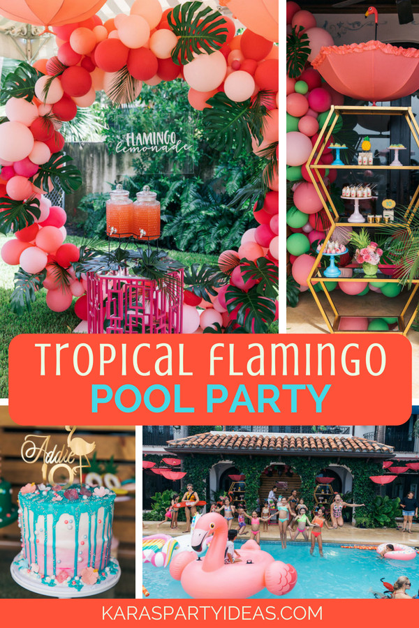 Ideas For Pool Party Decorations
 Kara s Party Ideas Tropical Flamingo Pool Party