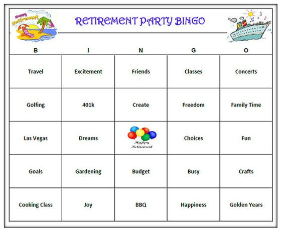 Ideas For Retirement Party Games
 Bingo Retirement and Retirement parties on Pinterest
