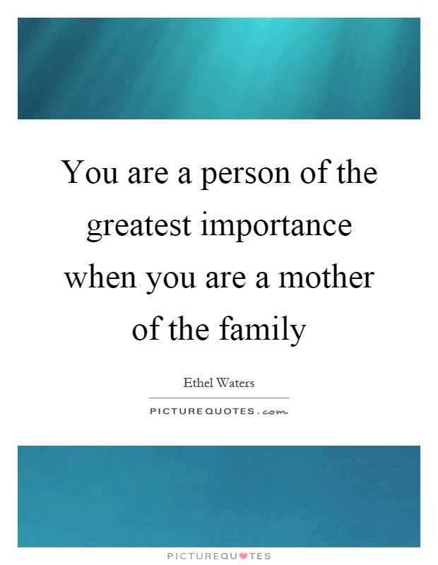 Importance Of Family Quotes
 You are a person of the greatest importance when you are a