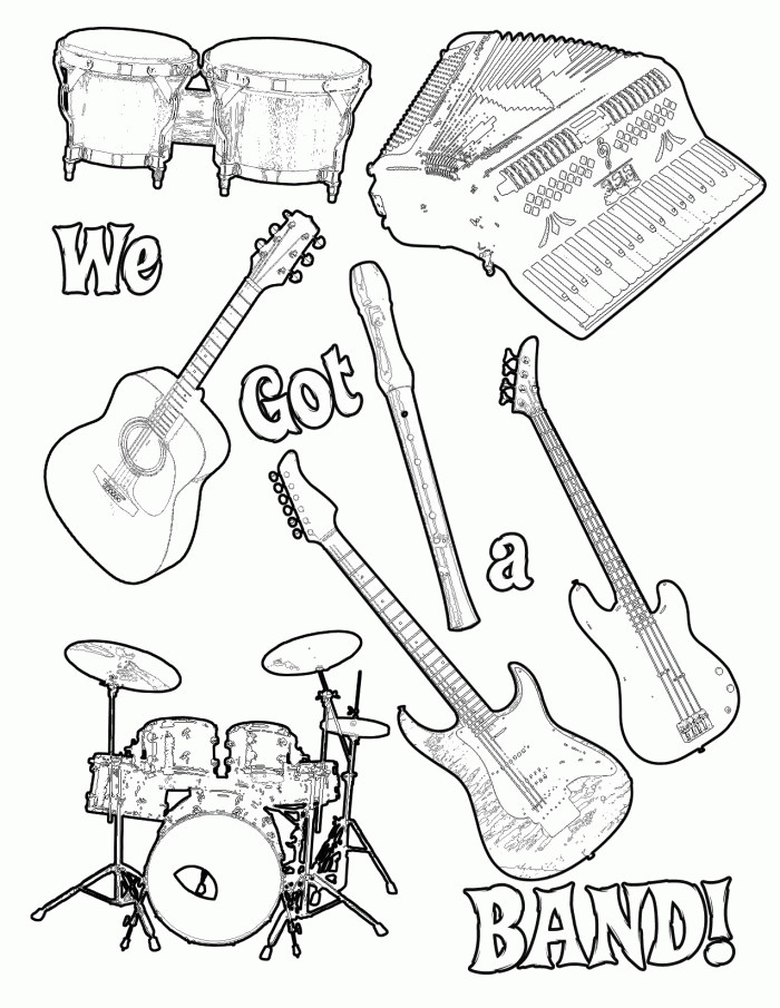 Instrument Coloring Pages For Kids
 Musical Instrument Coloring Pages Print Out Coloring Home