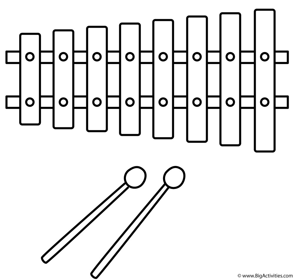 Instrument Coloring Pages For Kids
 Xylophone Coloring Page Musical Instruments
