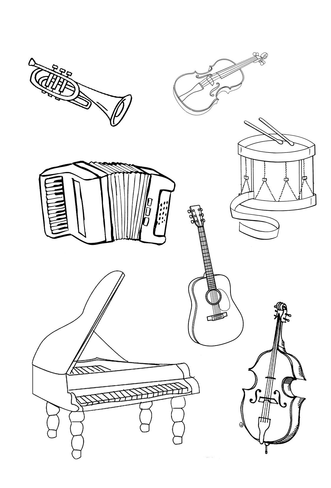 Instrument Coloring Pages For Kids
 Musical instruments coloring pages to and print