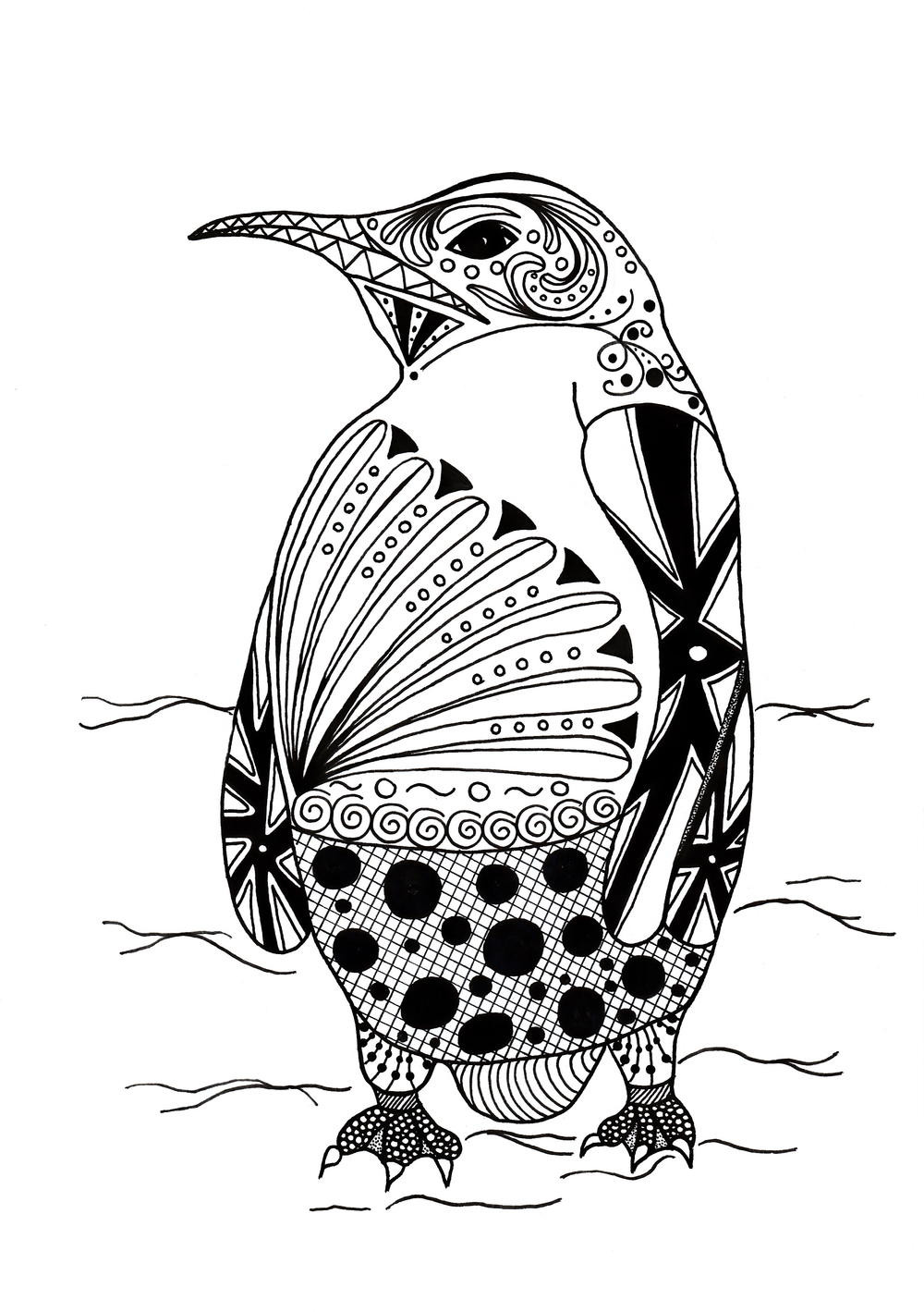 Intricate Coloring Pages Printable Boys
 Intricate Penguin Adult Coloring Page
