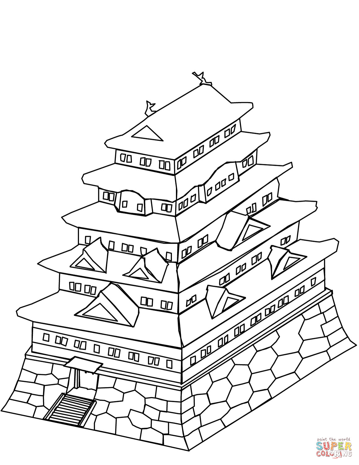 Japanese Coloring Pages
 Japanese Castle coloring page