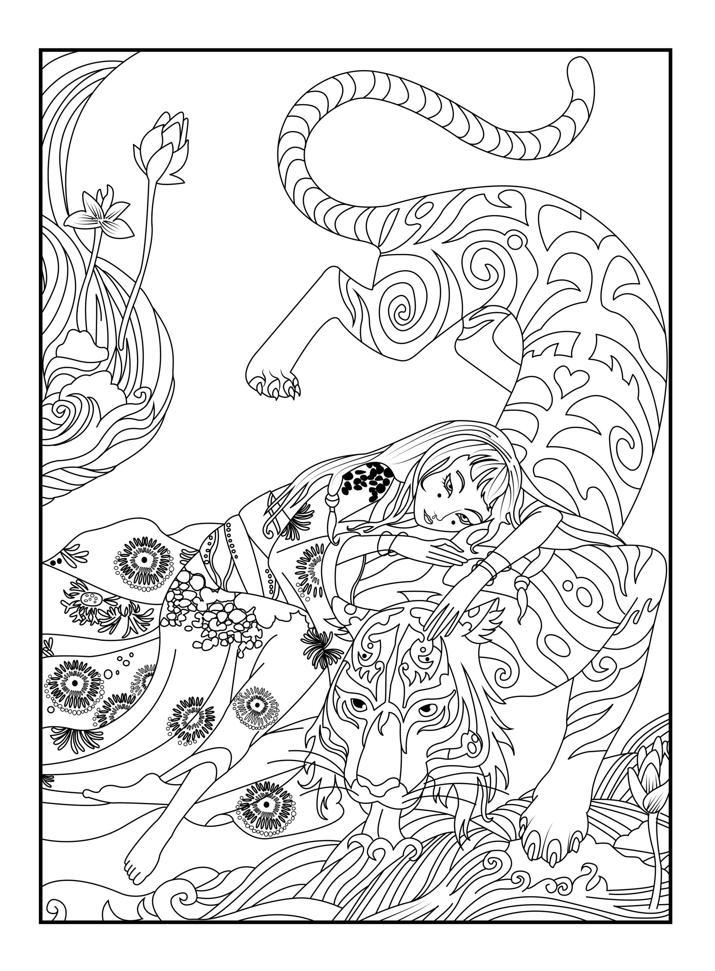 Japanese Coloring Pages
 Japan tiger celine Japan Adult Coloring Pages