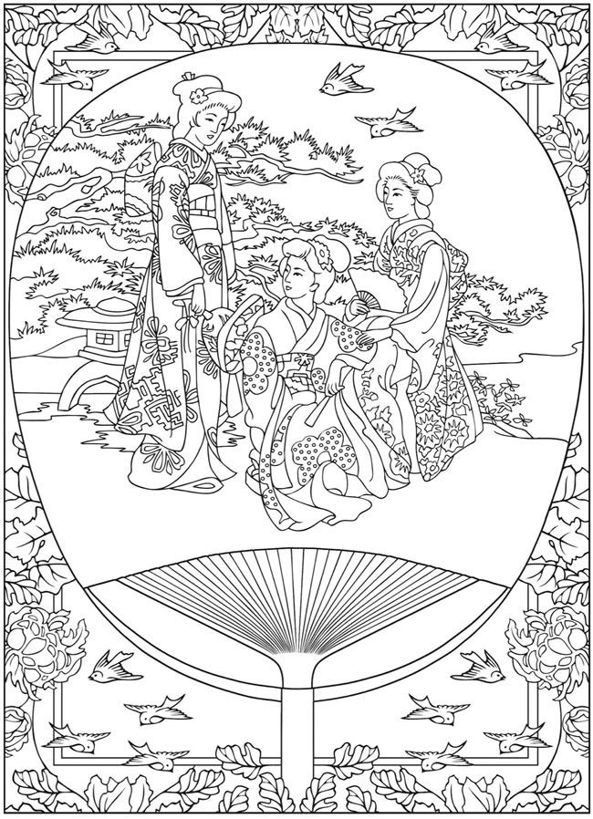 Japanese Coloring Pages
 Life in japan tradition Japan Adult Coloring Pages