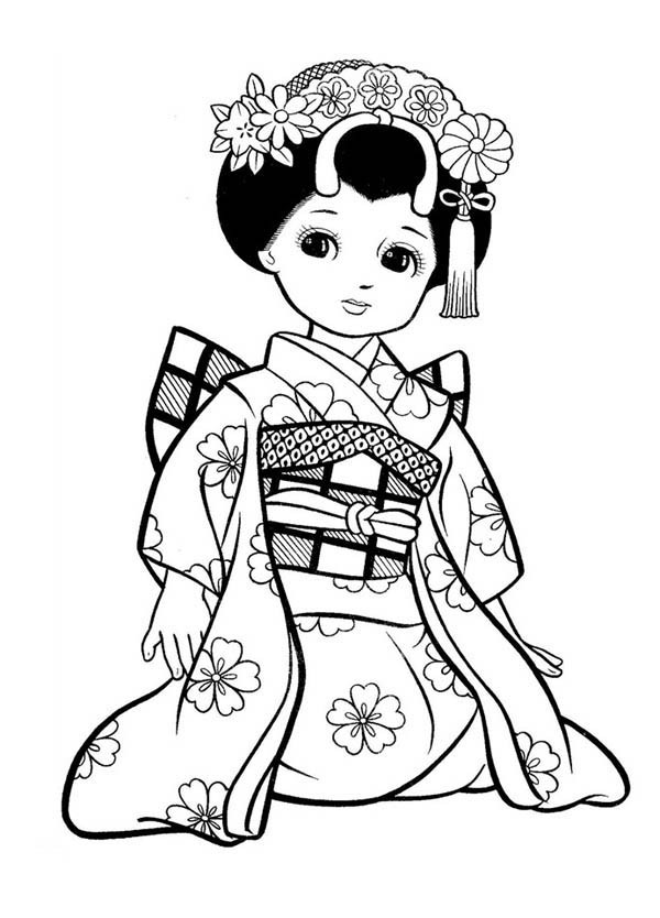 Japanese Coloring Pages
 Japanese Girl Geisha Coloring Page NetArt