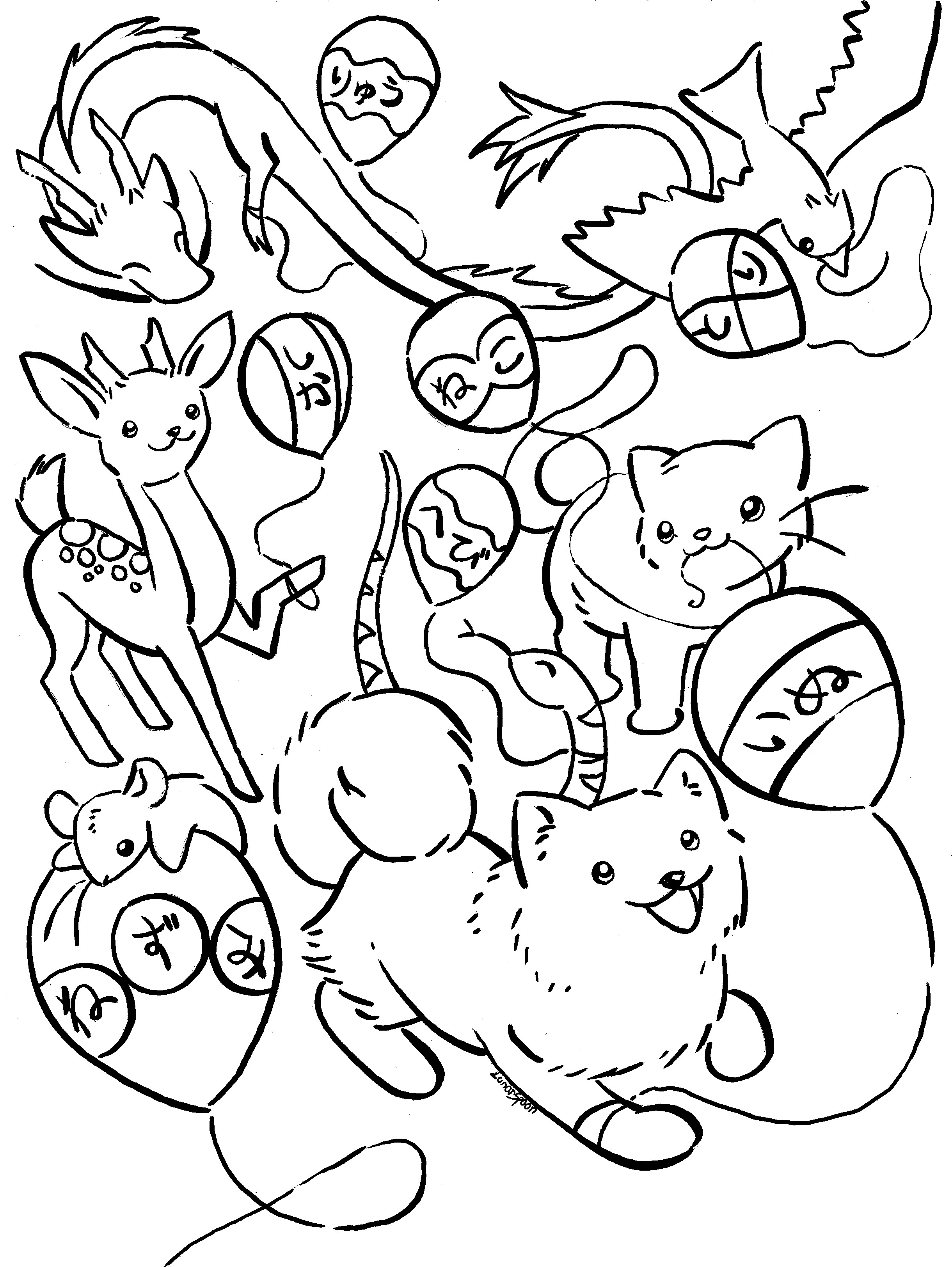 Japanese Coloring Pages
 Japanese Animals Coloring Page by LunarSpoon on DeviantArt