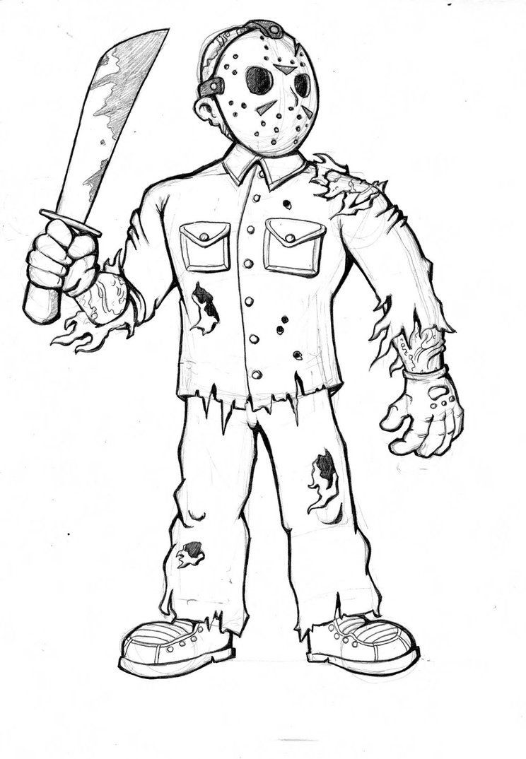 Jason Coloring Pages
 Jason Voorhees Drawing by RichieCooksJrviantart on