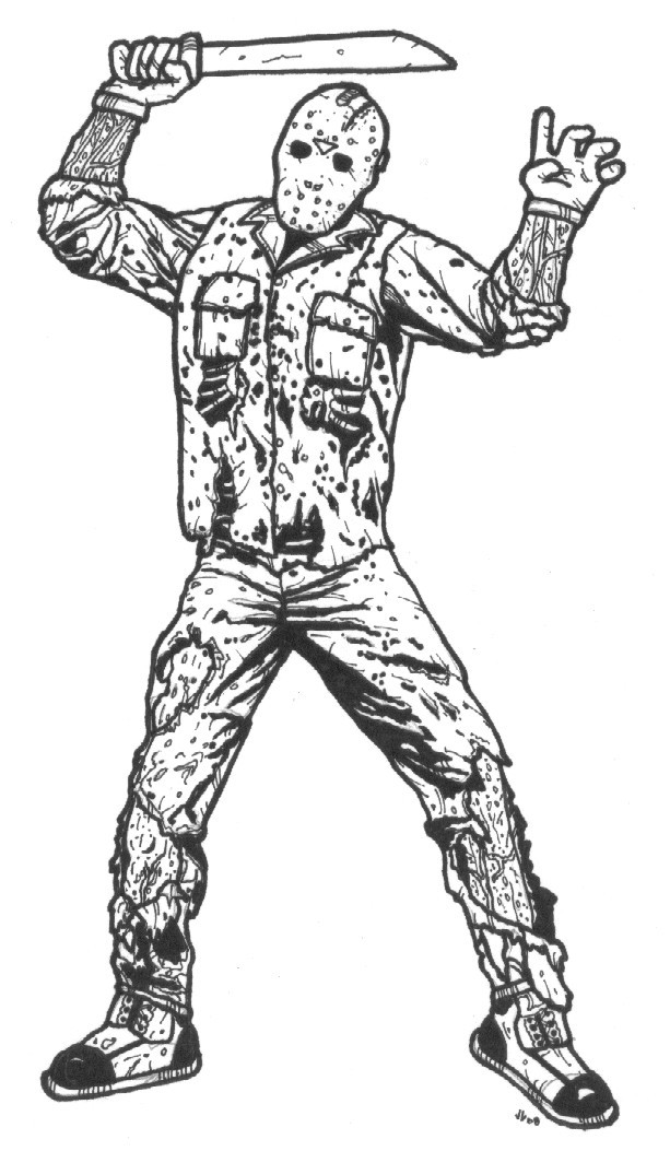 New Jason Voorhees Coloring Pages with simple drawing
