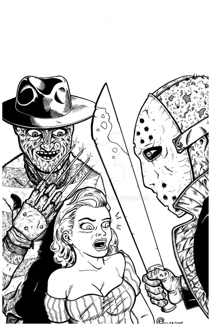Jason Coloring Pages
 Freddy vs Jason by MARR PHEOS on DeviantArt