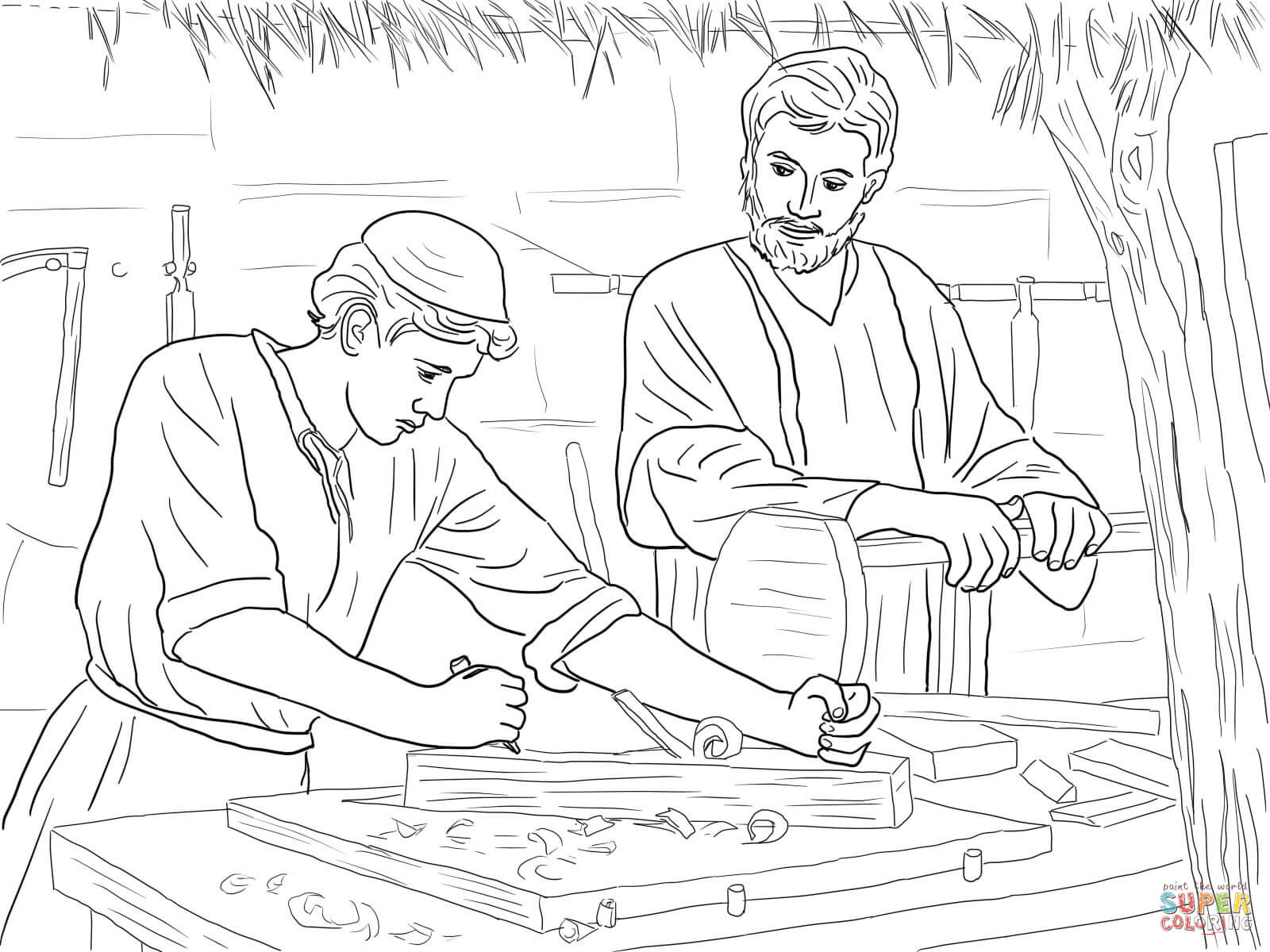 Jesus As A Boy Coloring Pages
 Jesus Christ the Son of a Carpenter coloring page
