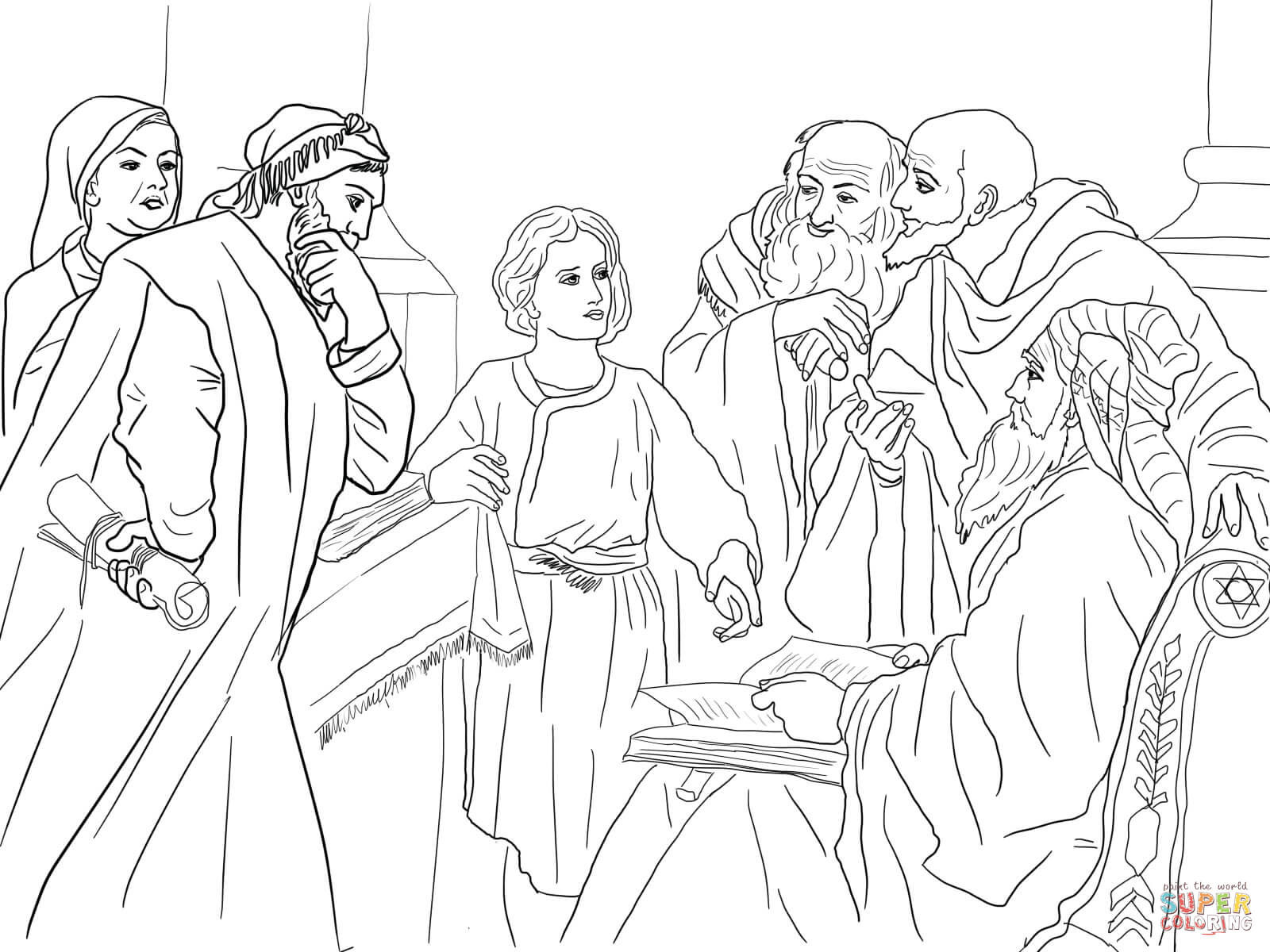 Jesus As A Boy Coloring Pages
 Boy Jesus in the Temple coloring page
