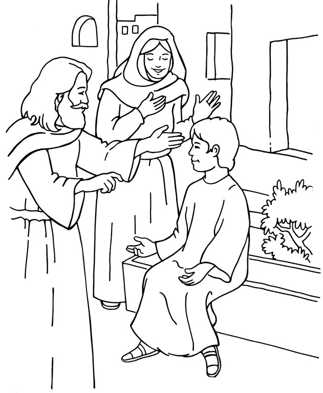 Jesus As A Boy Coloring Pages
 Jesus Raises a Young Man to Life Coloring Page