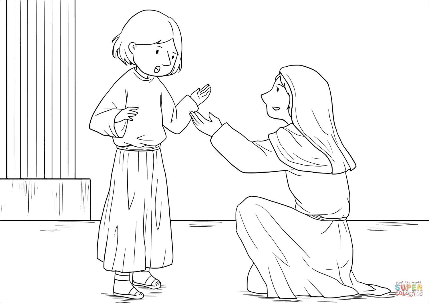 Jesus As A Boy Coloring Pages
 The Boy Jesus at the Temple Luke 2 40 52 coloring page