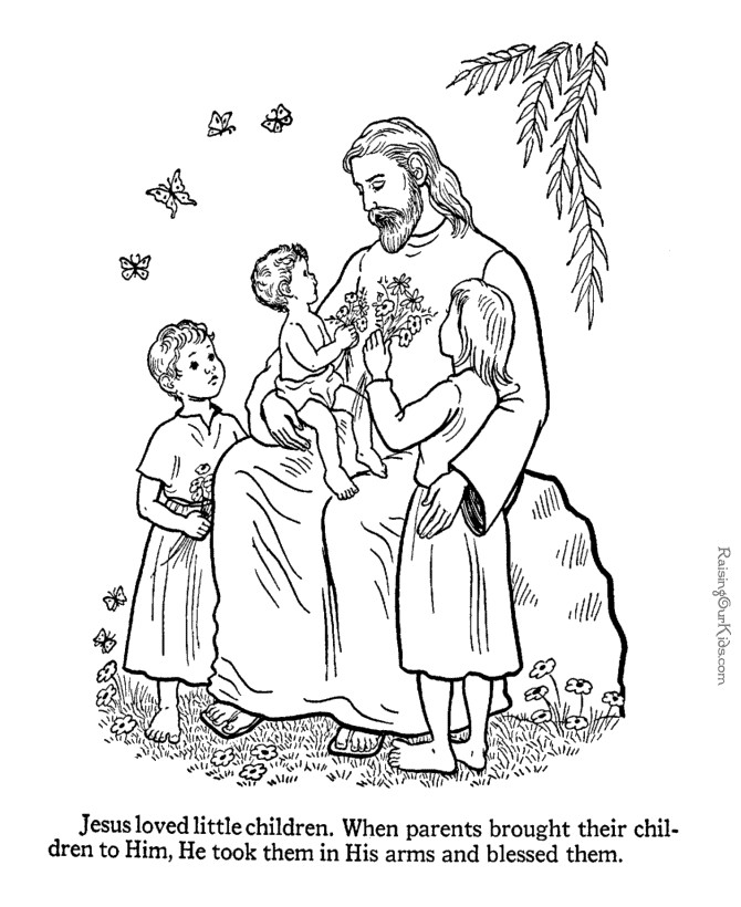 Jesus Coloring Pages For Kids Printable
 Jesus with children coloring pages to print 048