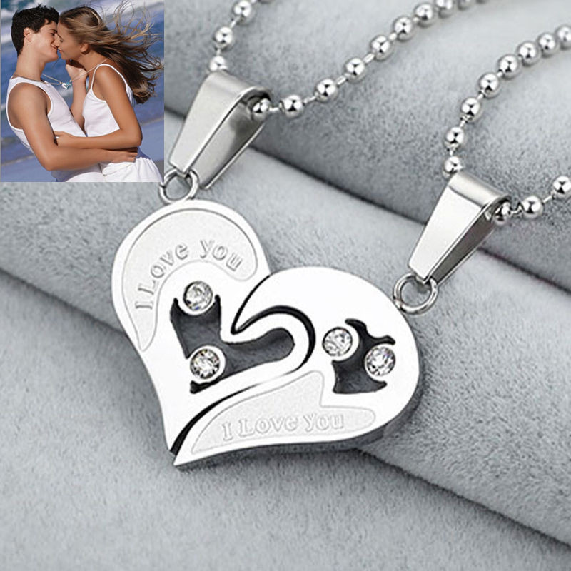 Jewelry Gift Ideas For Girlfriend
 2PC Set Heart Love Girlfriend Boyfriend Lover Pendant