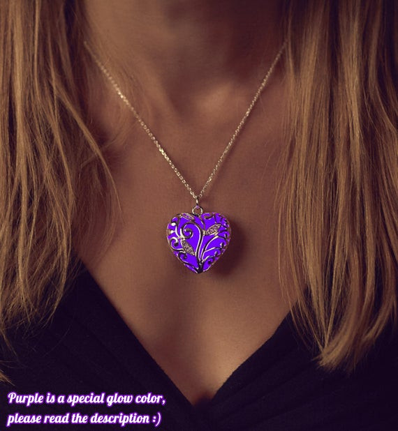 Jewelry Gift Ideas For Girlfriend
 Purple Glowing Heart Necklace Birthday Gift by EpicGlows