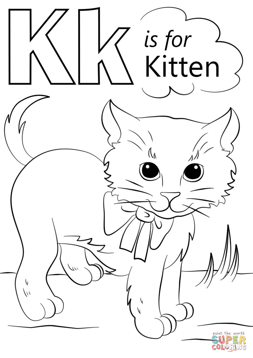 K Coloring Pages
 Letter K is for Kitten coloring page