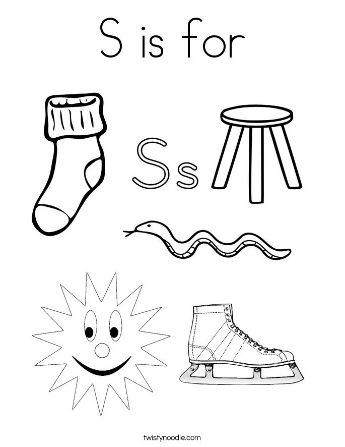 K Coloring Pages
 S is for Coloring Page Twisty Noodle