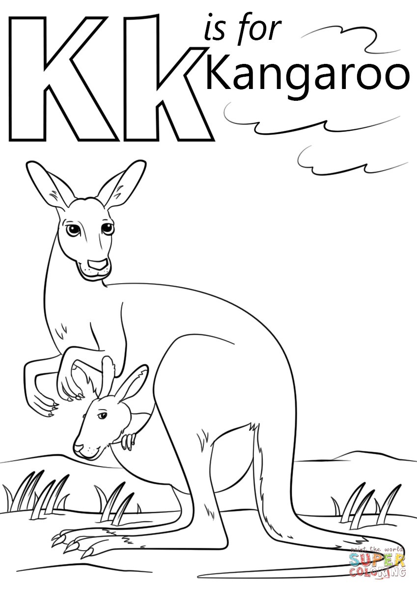 K Coloring Pages
 K is for Kangaroo coloring page