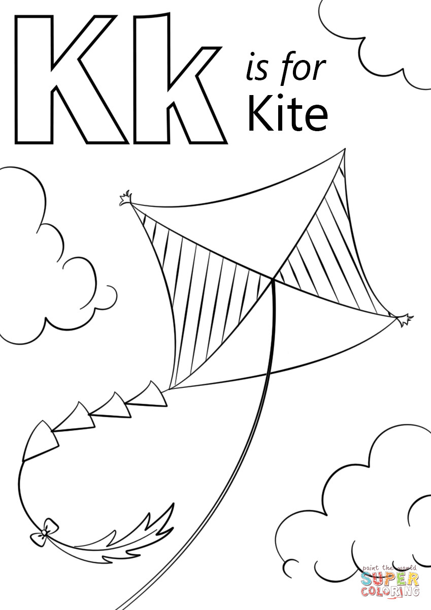 K Coloring Pages
 K is for Kite coloring page