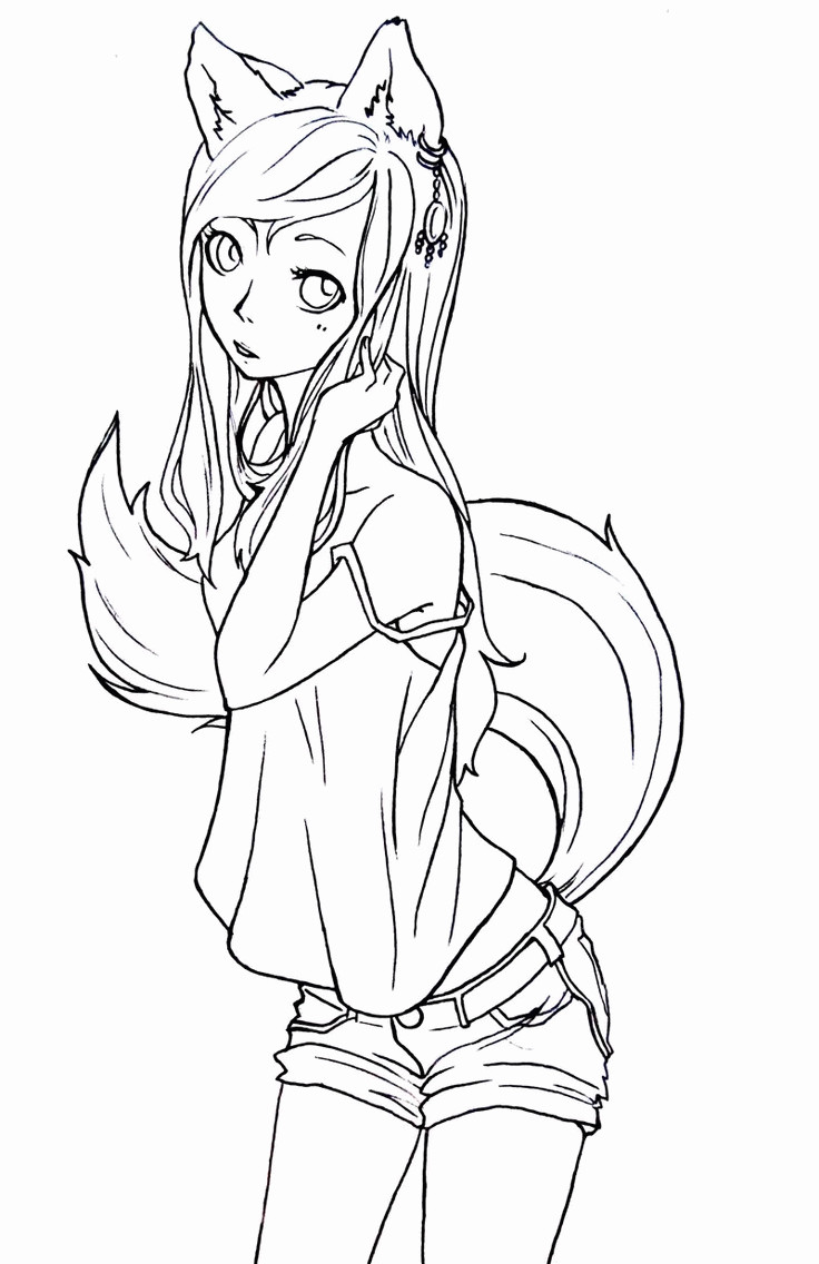 Kawaii Cat Girl Coloring Pages
 Best s Anime Fox Coloring Pages Cute Anime Chibi