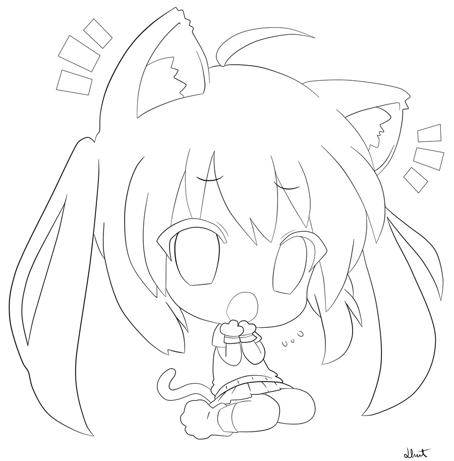 Kawaii Cat Girl Coloring Pages
 Anime Cat Girl Coloring Pages Coloring Home