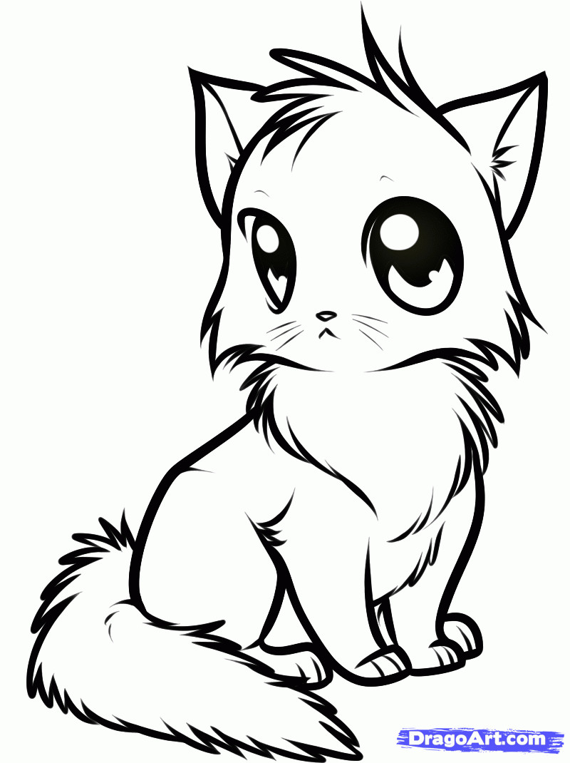 Kawaii Cat Girl Coloring Pages
 cute animals pictures to color and print