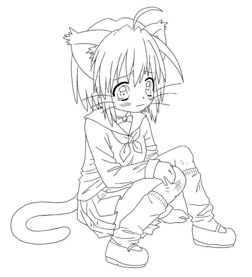 Kawaii Cat Girl Coloring Pages
 Anime Cat Girl Coloring Pages Coloring Home