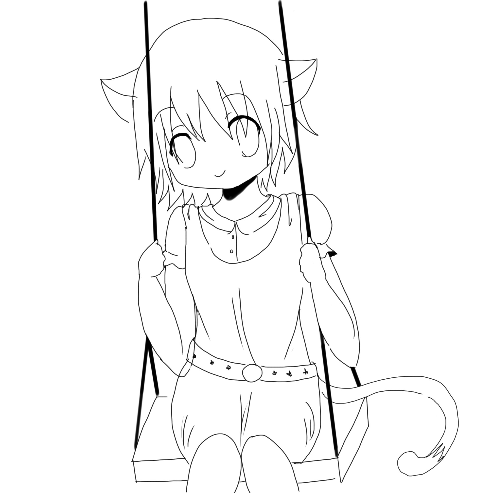 Kawaii Cat Girl Coloring Pages
 Cute Anime Cat Coloring Pages Neko Girl Lineart By