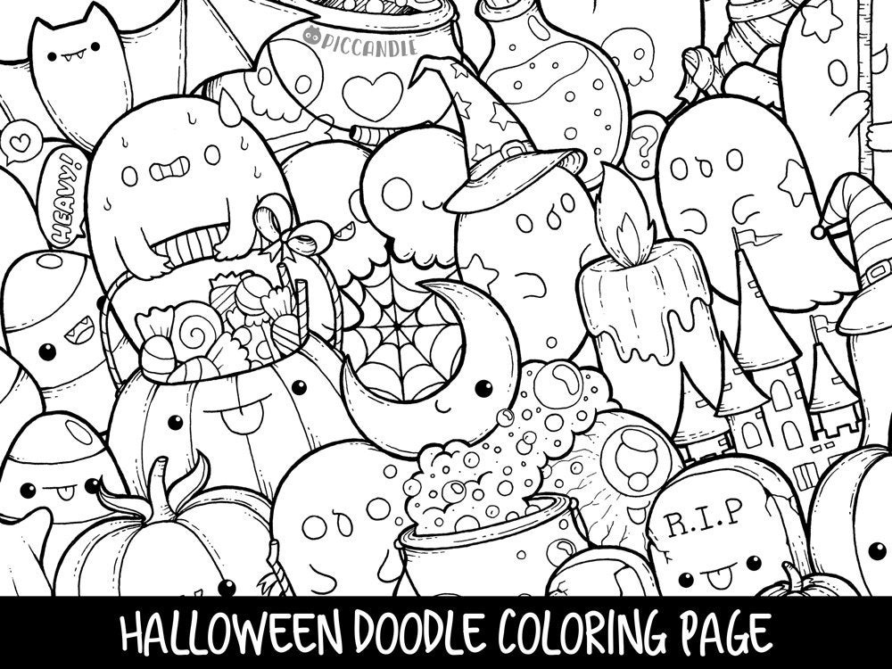 Kawaii Coloring Pages Printable
 Halloween Doodle Coloring Page Printable Cute Kawaii