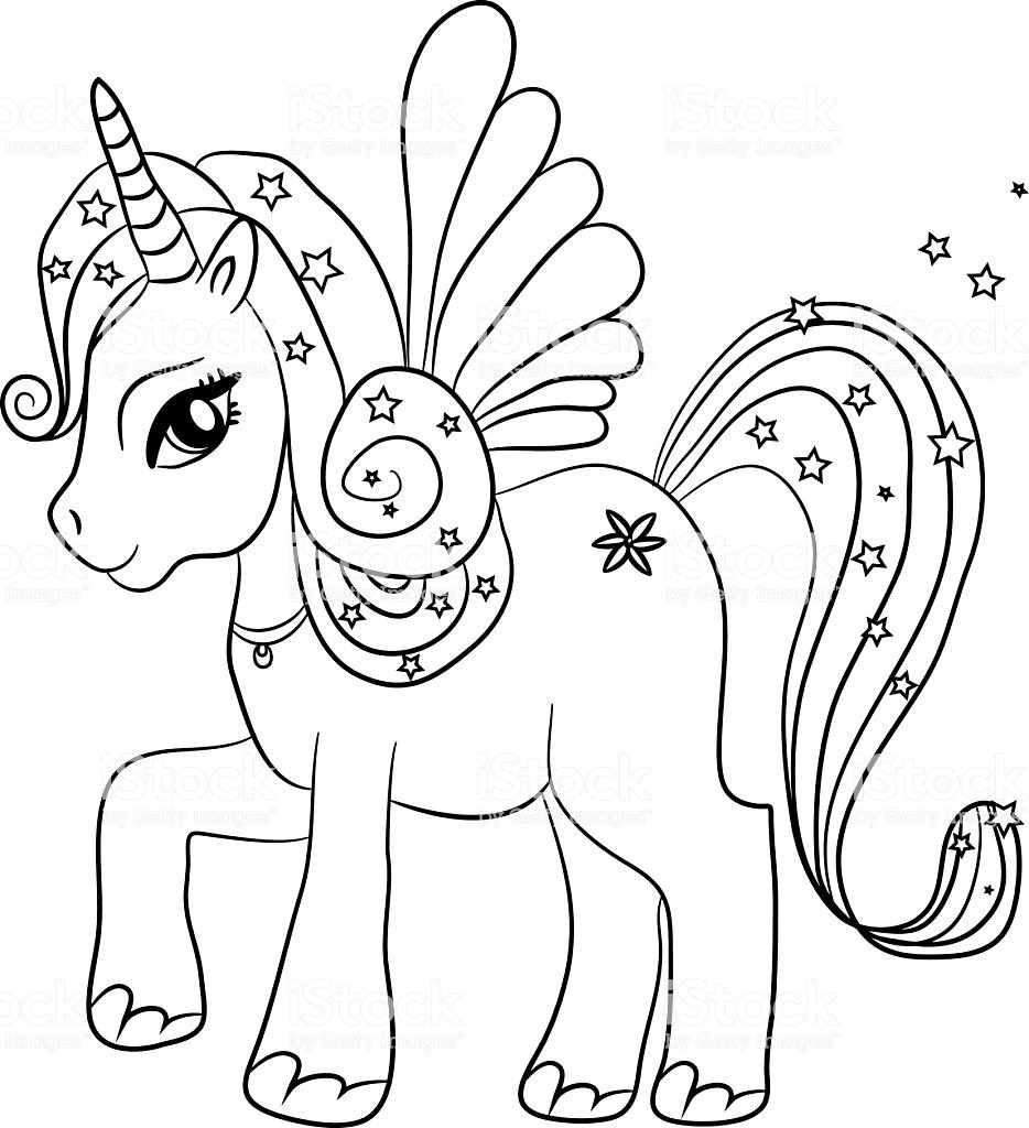 Kids Coloring Pages Unicorn
 Unicorn Coloring Page For Kids Stock Illustration