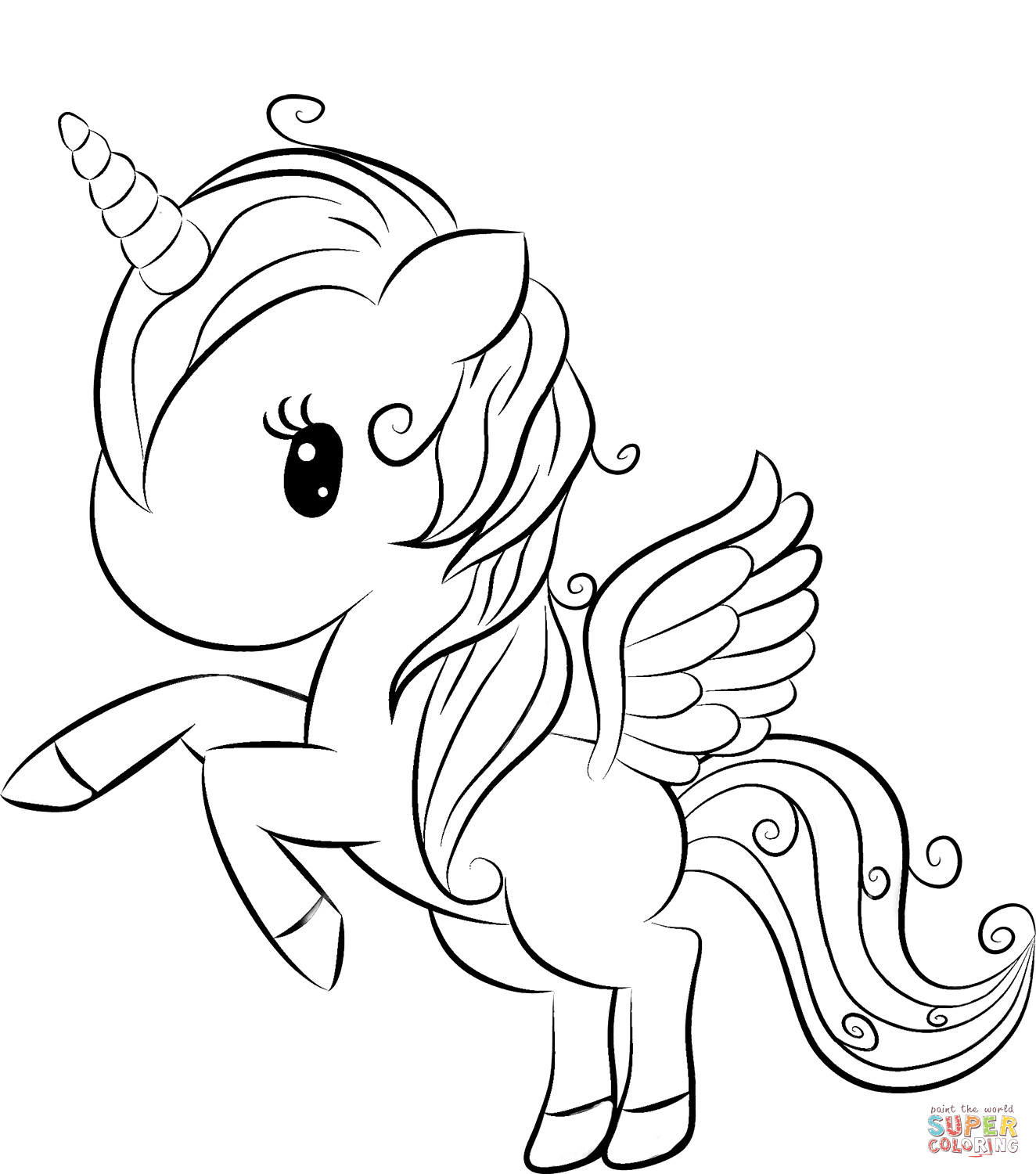 Kids Coloring Pages Unicorn
 Cute Unicorn coloring page