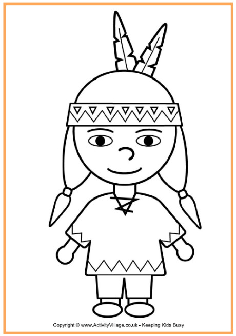 Kindergarten Coloring Pages For Boys
 Native American Boy Coloring Page Thanksgiving Coloring