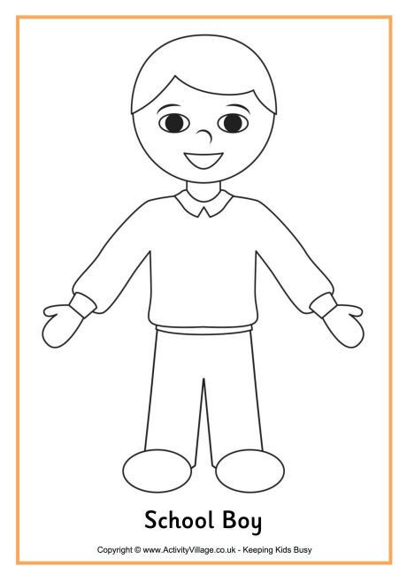Kindergarten Coloring Pages For Boys
 School boy colouring page