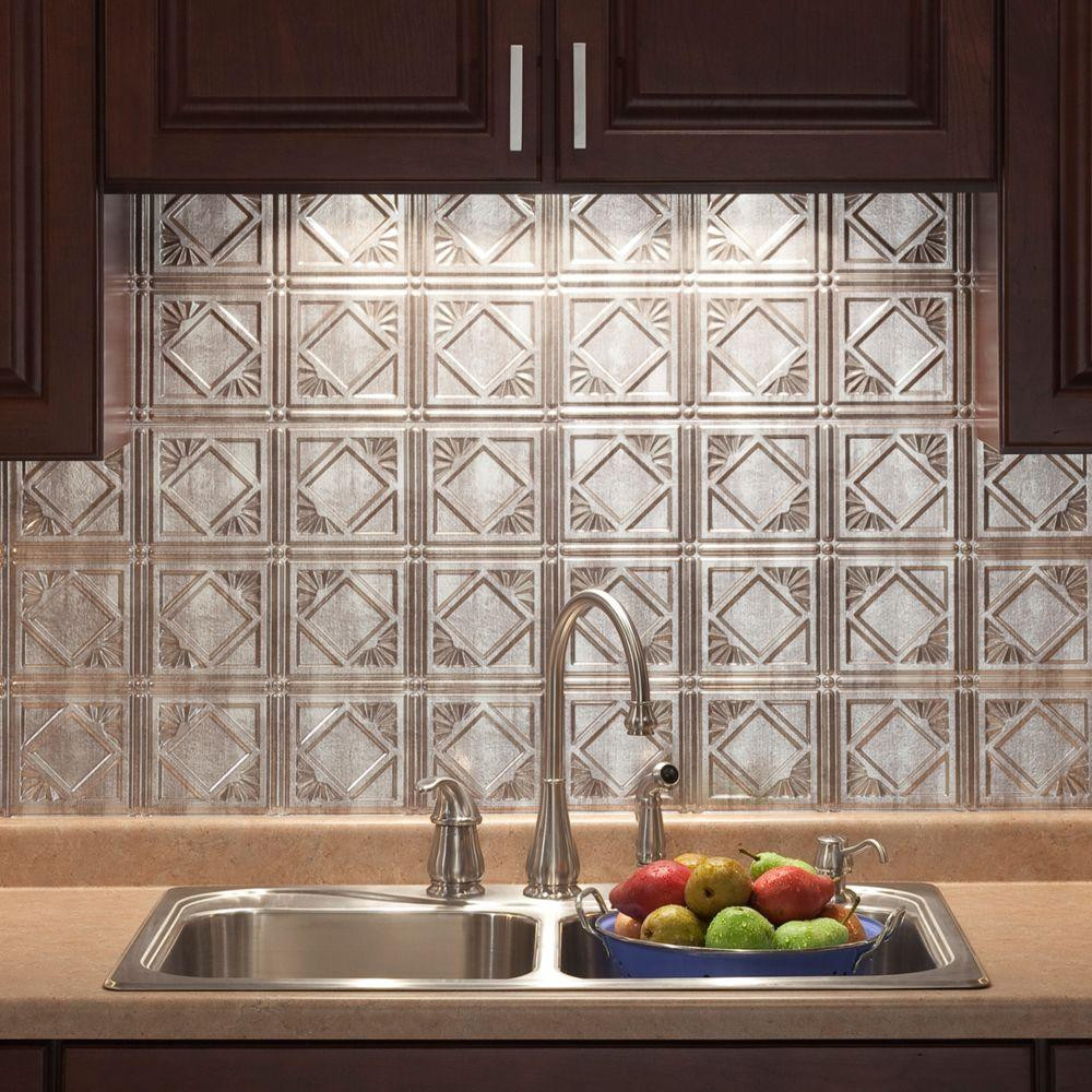 Kitchen Backsplash Home Depot
 18 in x 24 in Traditional 4 PVC Decorative Backsplash
