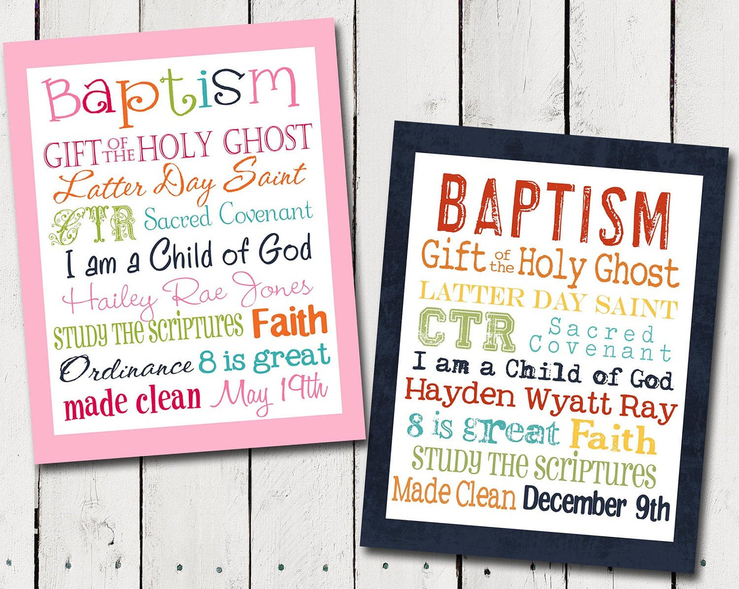 Lds Baptism Gift Ideas For Boys
 Girl or Boy Personalized LDS Baptism by TamiRayCardsandPrint