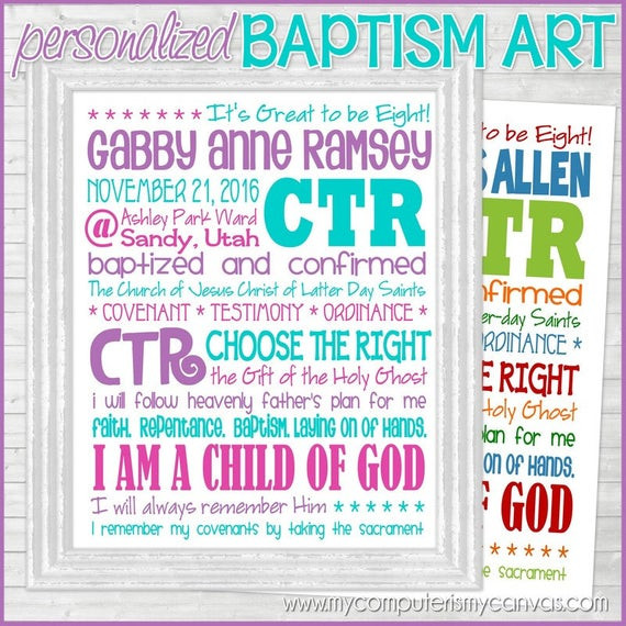 Lds Baptism Gift Ideas For Boys
 LDS Baptism Subway Art PERSONALIZED Gift Idea for Boys Gift