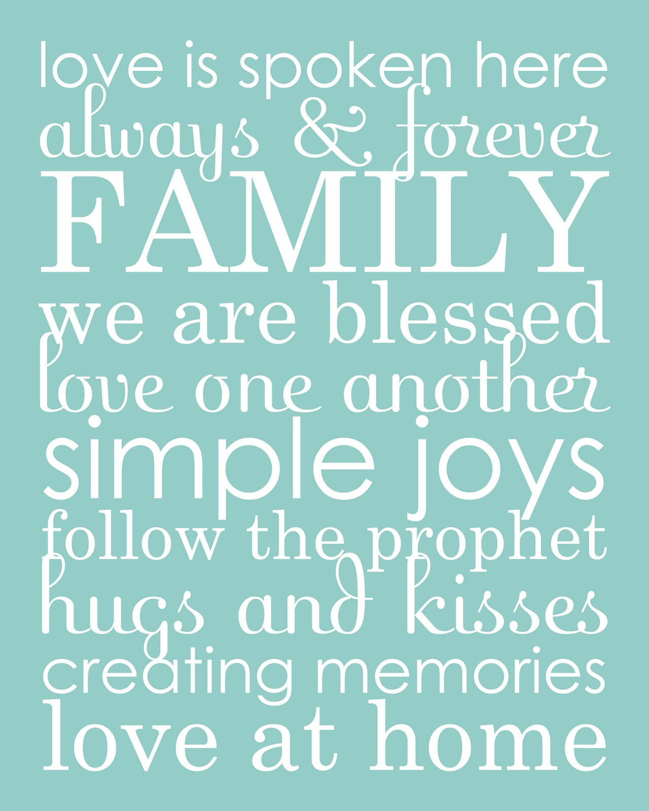 Lds Quote On Family
 all things simple family word art collage & phrases
