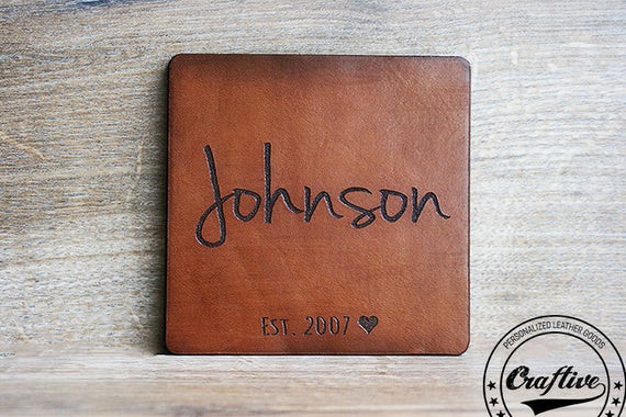 Leather Anniversary Gift Ideas For Him
 Personalized Coasters Leather Anniversary Gifts for Him