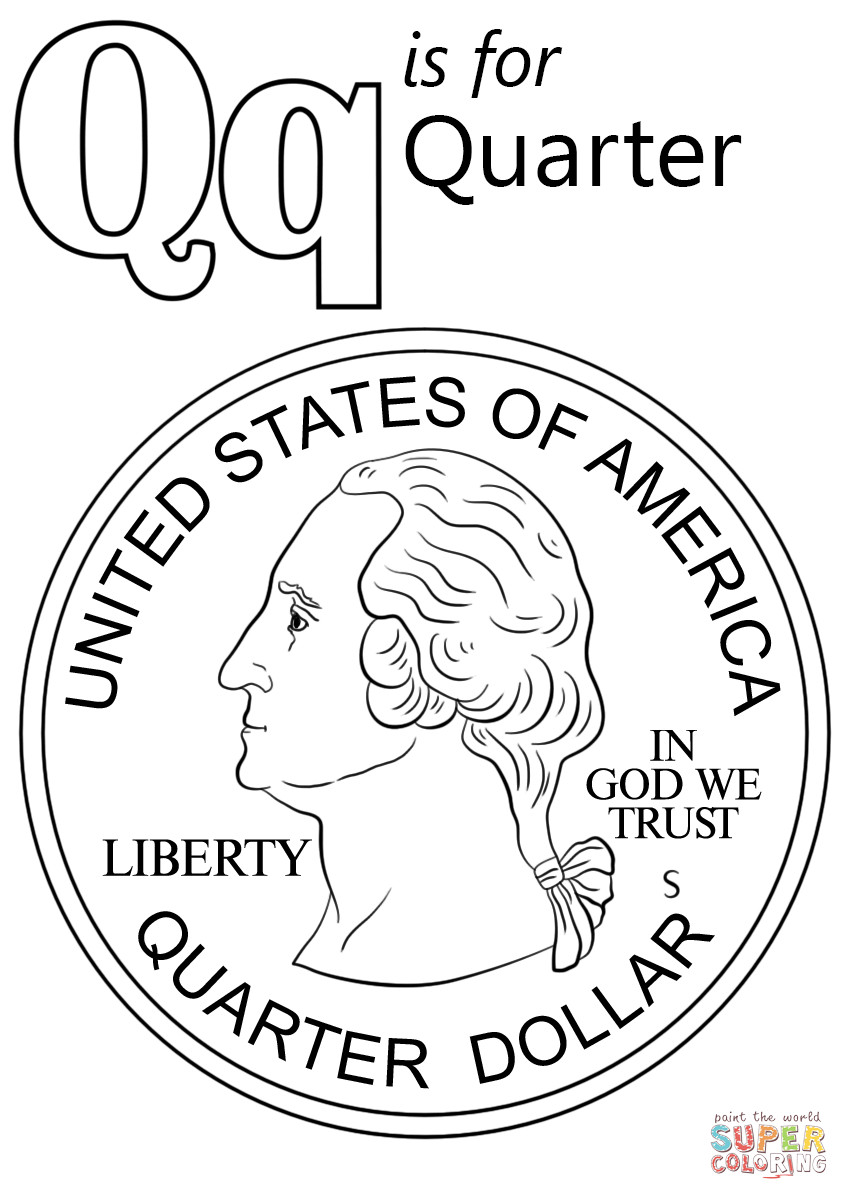 Letter Q Coloring Pages
 Letter Q is for Quarter coloring page