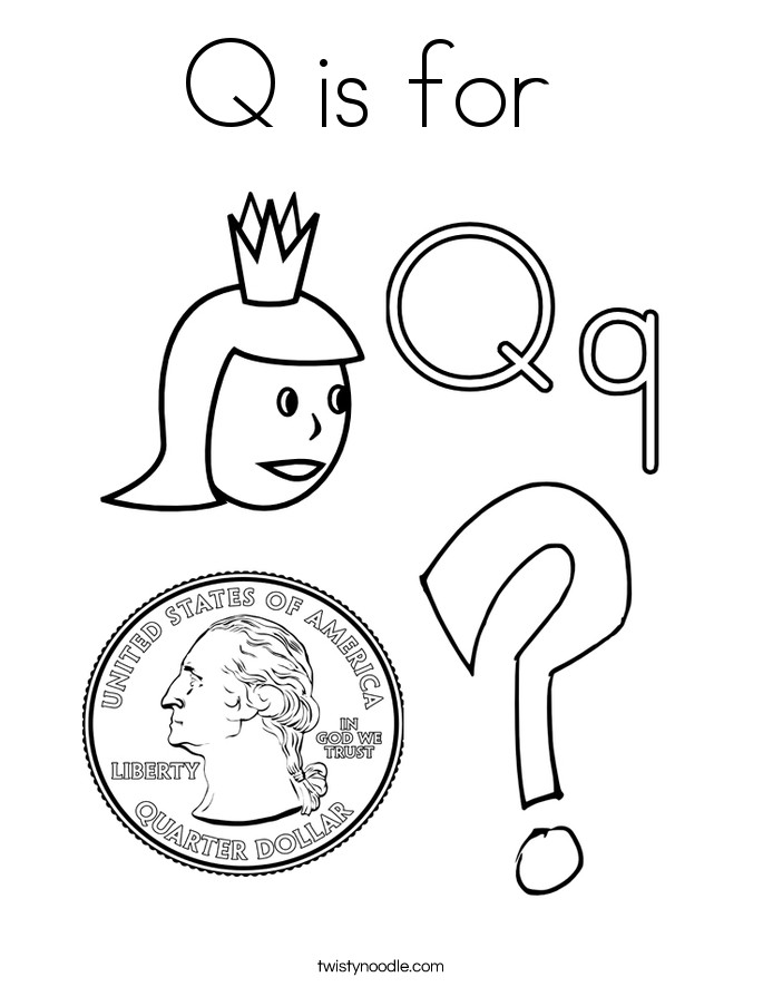 Letter Q Coloring Pages
 Q is for Coloring Page Twisty Noodle
