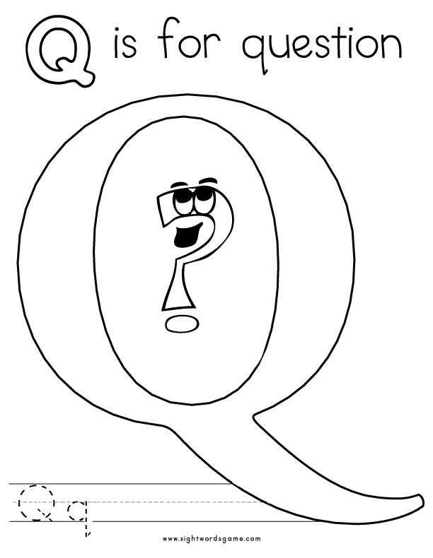 Letter Q Coloring Pages
 Alphabet Coloring Pages Sight Words Reading Writing